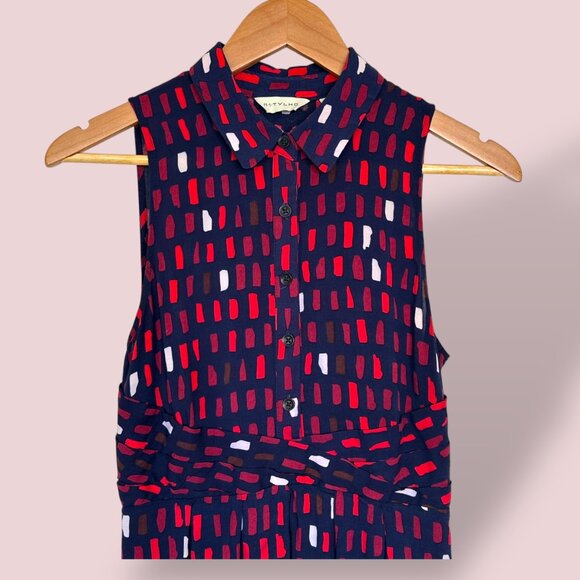 Anthropologie 11.1 Tylho Brynn Shirtdress In Navy/ Marin Red Career Size Small - Picture 4 of 12